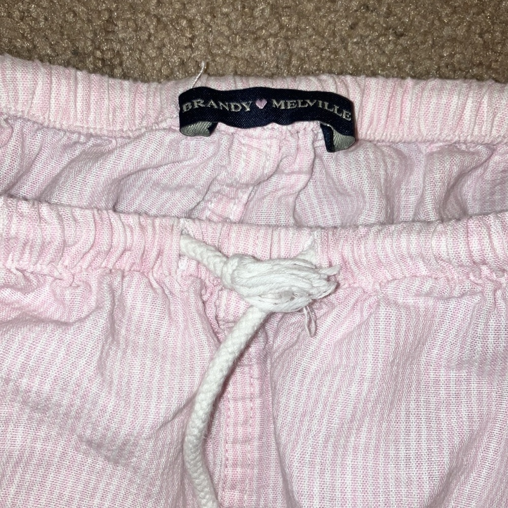Pink striped linen pants